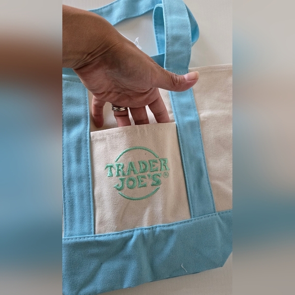 Trader's Joe blue Pastel Mini TOTE bag NEW - Picture 1 of 7